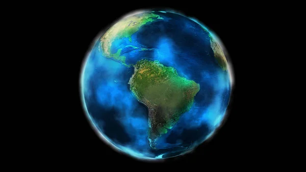 Dzień połowa ziemi z kosmosu pokazująca Amerykę Północną i Południową. — Zdjęcie stockowe