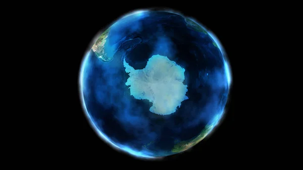 Jumătate din zi a Pământului din spațiu arată Antarctica . — Fotografie, imagine de stoc