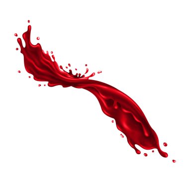 Beyaz arka planda kırmızı sıvı sıçrama