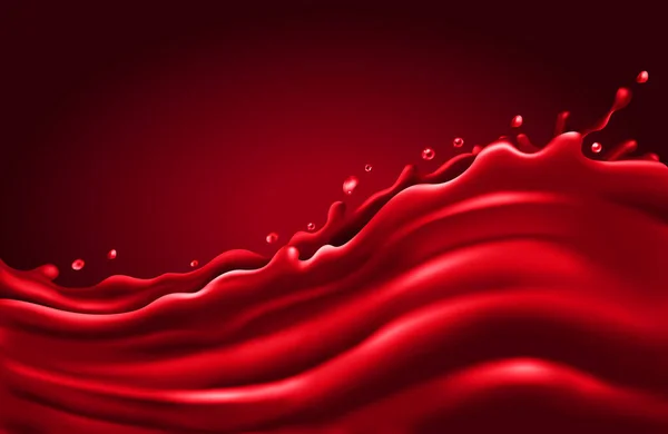 Succo di ciliegia onda spruzzata su uno sfondo rosso — Vettoriale Stock