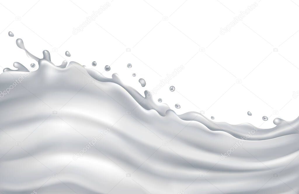 Milk splash wave on a white background
