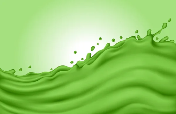 Salpicadura de jugo verde sobre un fondo verde — Vector de stock