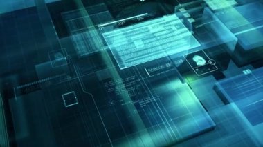 Kod ögelerine sahip soyut dijital internet alanı.