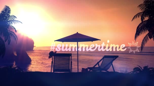 Resort strand på solnedgången bakgrund på sommaren. — Stockvideo