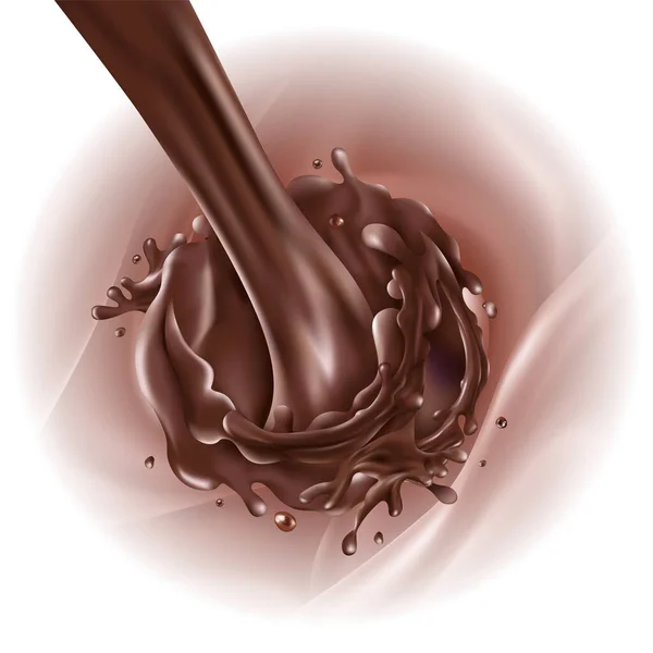 Corriente de chocolate sobre un fondo claro — Vector de stock