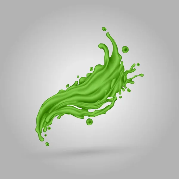 Green juice splash on a gray background — Stock Vector