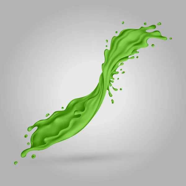 Grön vätska stänk på en grå bakgrund — Stock vektor