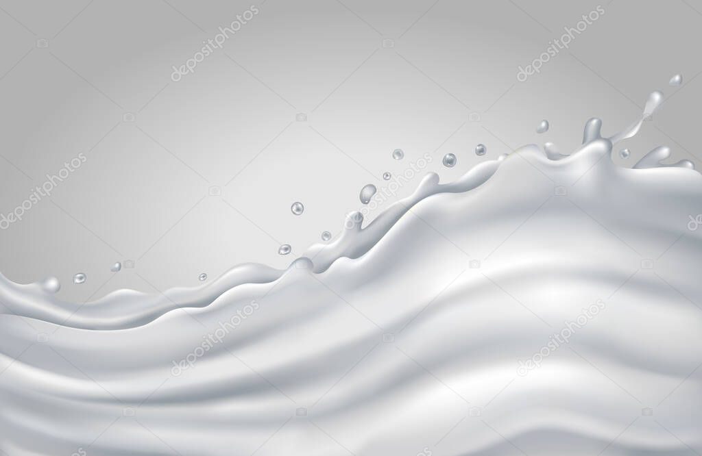 Milk splash wave on a gray background