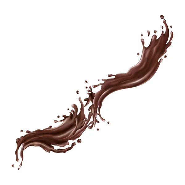 Des éclaboussures de chocolat liquide sur fond blanc — Image vectorielle