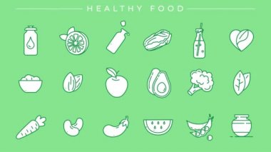 Sağlıklı Gıda konsepti tarzı simgeleri ayarlandı.