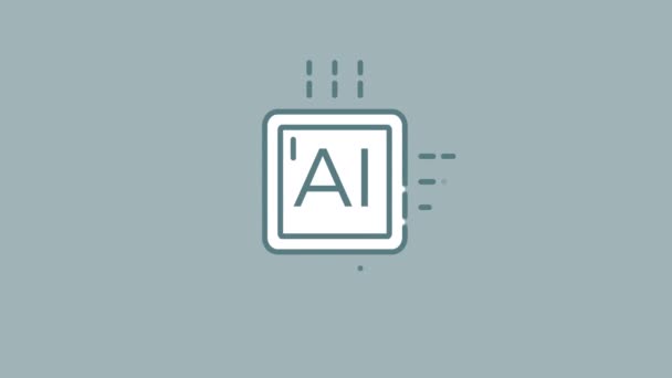 Icono de línea de unidad de procesamiento central en el canal alfa — Vídeo de stock