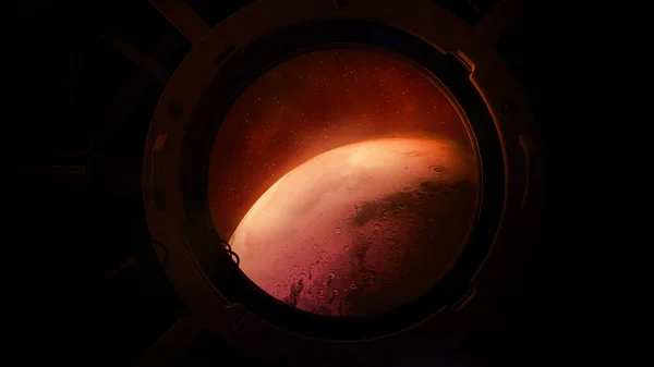 Планета Марс з отвору космічного корабля . — стокове фото