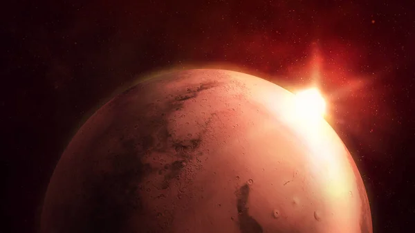 Красная планета Марс освещена солнцем. — стоковое фото