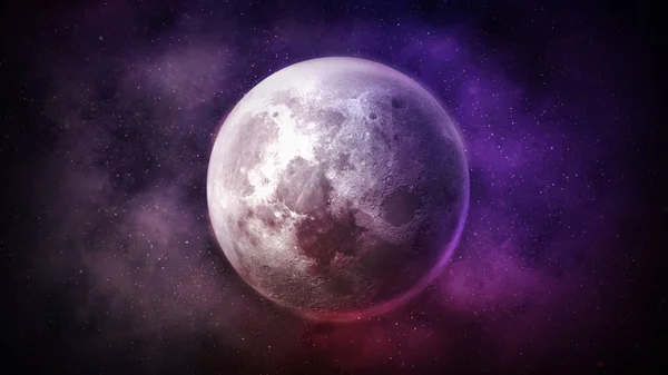 별이 총 총 한 하늘에 떠 있는 달의 환상적 인 모습. — 스톡 사진