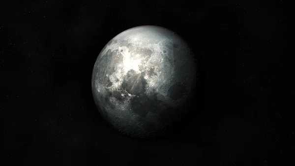 Dark gray image of a half-lit moon in space. — Stock Photo, Image