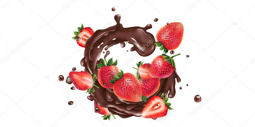 Fresh strawberries and a splash of liquid chocolate.