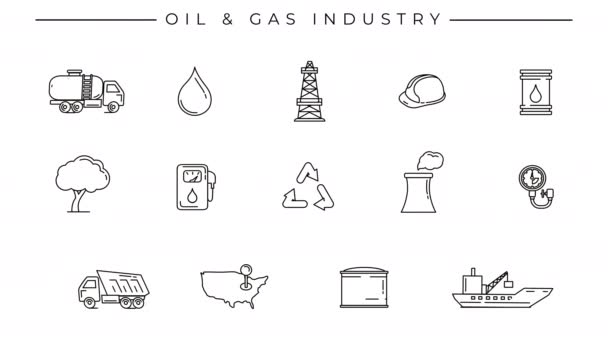 Iconen van de olie- en gasleiding op het alfa-kanaal. — Stockvideo