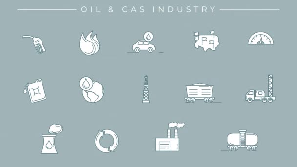 Збірка піктограм нафтогазової лінії на альфа-каналі . — стокове відео