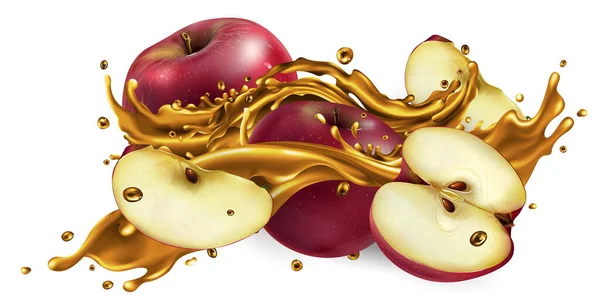 Kawałek soku owocowego i świeże czerwone jabłka. — Wektor stockowy