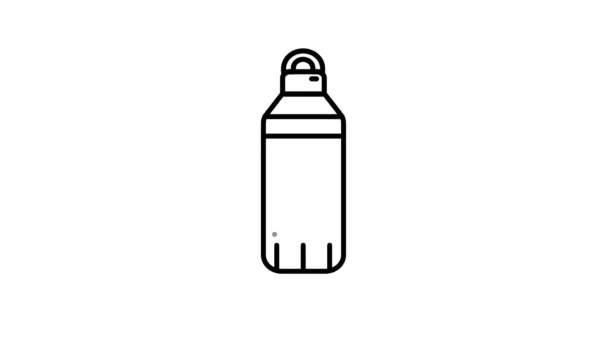 Water Bottle line icon on the Alpha Channel — Stock Video