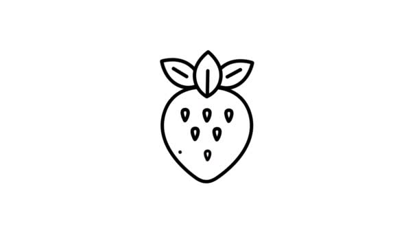 Alpha通道上的草莓线图标 — 图库视频影像