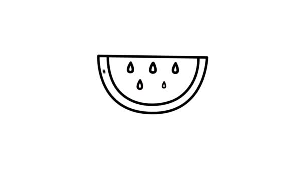 Vattenmelon linje ikon på Alpha Channel — Stockvideo