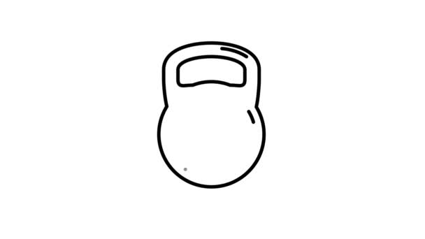 Icono de la línea kettlebell en el canal alfa — Vídeo de stock