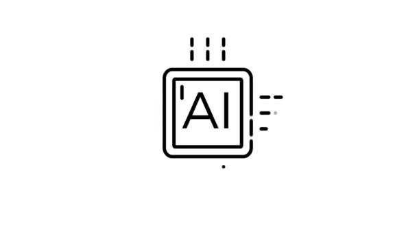 Icono de línea de unidad de procesamiento central en el canal alfa — Vídeos de Stock