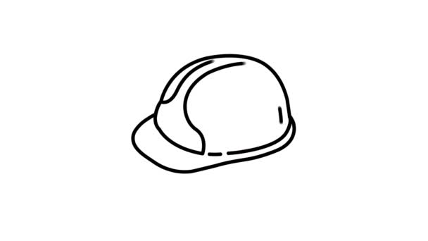 Helm lijn pictogram op het Alfa Kanaal — Stockvideo