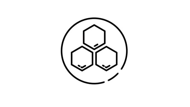 Icône de ligne anneaux benzène sur le canal alpha — Video