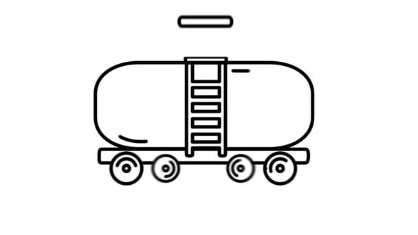 Ikona linii wagonów zbiornikowych na kanale Alfa — Wideo stockowe