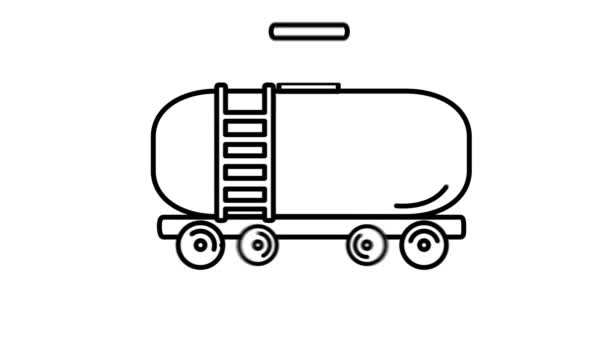 Ikona linii wagonu cysterny na kanale Alfa — Wideo stockowe