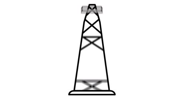 Icono de la línea de la torre de petróleo en el canal Alpha — Vídeos de Stock