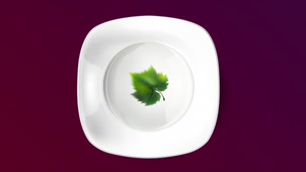 Jagody winogronowe i liść na białej płycie. — Wideo stockowe