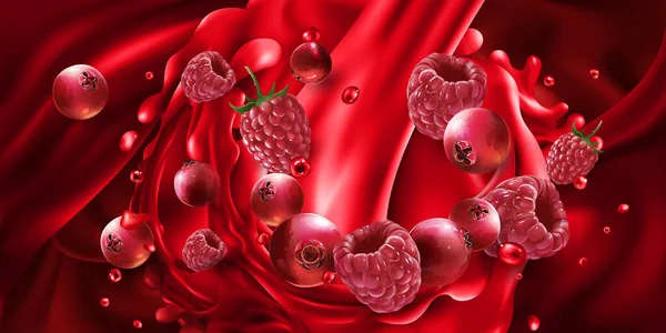 Kırmızı meyve suyunda kızılcık ve ahududu.