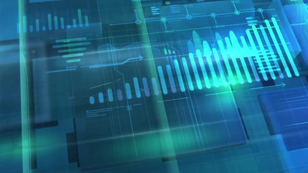 Fundo corporativo azul com uma matriz de infográficos de crescimento. — Vídeo de Stock