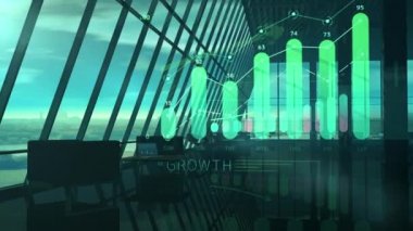 hologram bilgisiyle modern geniş ofis içi.