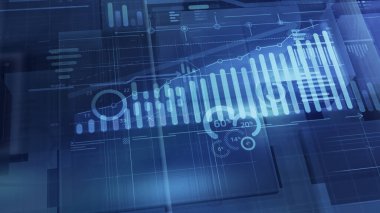 bir dizi büyüme bilgisi içeren mavi kurumsal arkaplan.