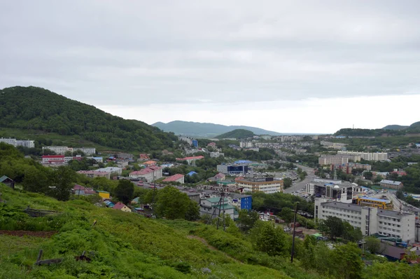 Pohled Město Petropavlovsk Kamchatsky Mishennaya Kopce — Stock fotografie
