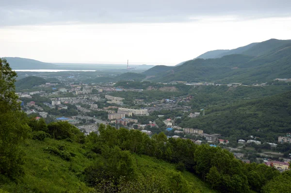 Vista Della Città Petropavlovsk Kamchatsky Dalla Collina Mishennaya — Foto Stock