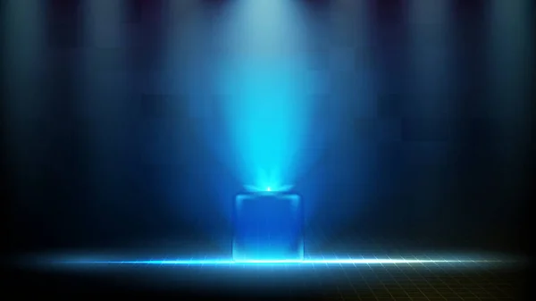 Fond Futuriste Abstrait Bleu Brillant Hologramme Technologie Carré — Image vectorielle