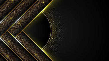 Koyu altın çizgisi ve ışıltısının soyut siyah lüks arka planı, zarif Premium Vektör, kapsama alanı şablonu