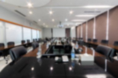 Boş modern toplantı odasının bulanık ve soyut arka planı, toplantı odası.