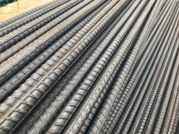 Close Stack Steel Bar Construction Site — Stock Photo, Image