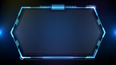 Soyut fütüristik geçmiş. Mavi parlayan teknoloji bilim kurgu çerçevesi hud ui