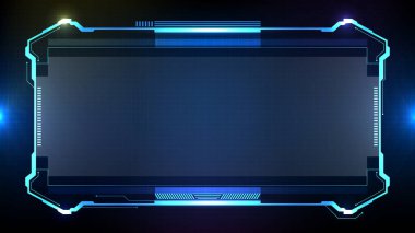 Soyut fütüristik geçmiş. Mavi parlayan teknoloji bilim kurgu çerçevesi hud ui