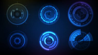 Daire arayüzü bilim kurgu çerçeve hud ui koleksiyonunun soyut geleceksel arkaplanı