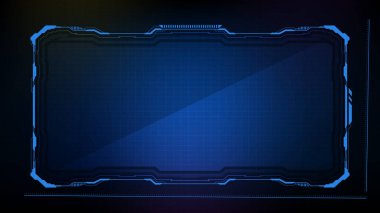 Soyut fütüristik geçmiş. Mavi parlayan teknoloji bilim kurgu çerçevesi hud ui