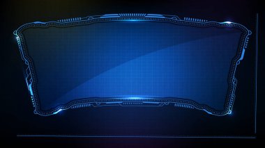 Soyut fütüristik geçmiş. Mavi parlayan teknoloji bilim kurgu çerçevesi hud ui