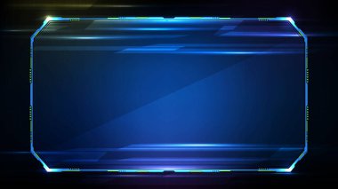 Soyut fütüristik geçmiş. Mavi parlayan teknoloji bilim kurgu çerçevesi hud ui